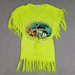 Bahamas Beach Comber Shirt Womens XL Green Yellow Flourescent Freeport Beach Sun